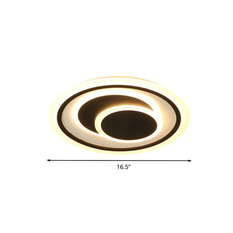 Simplicity Led Flush Mount Ceiling Light Fixture With Acrylic Shade - Black 3 Rings 16.5/20.5 Wide