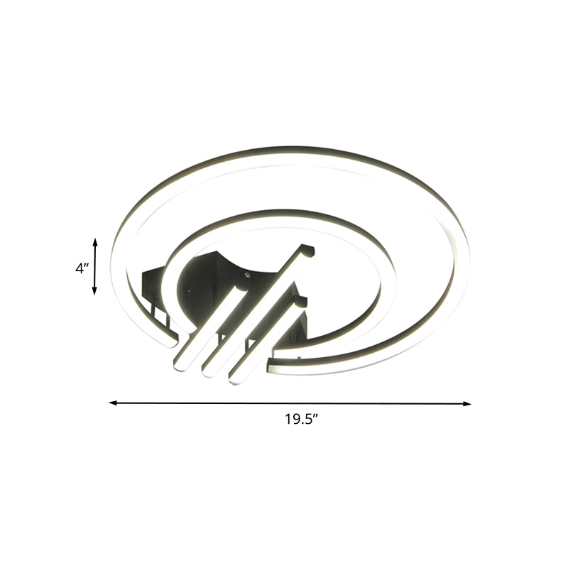 Contemporary Black Circular Led Flush Mount Ceiling Light 15/19.5 Wide Warm/White Acrylic Fixture