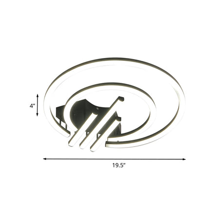 Contemporary Black Circular Led Flush Mount Ceiling Light 15/19.5 Wide Warm/White Acrylic Fixture