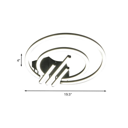 Contemporary Black Circular Led Flush Mount Ceiling Light 15/19.5 Wide Warm/White Acrylic Fixture