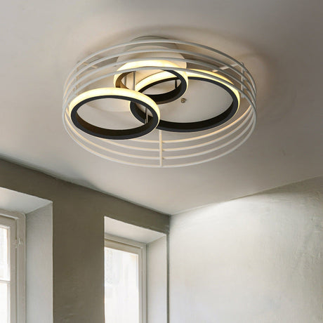 Contemporary Acrylic Flush Mount Ceiling Light With Overlapping Rings - 16’/19.5’ Wide Led