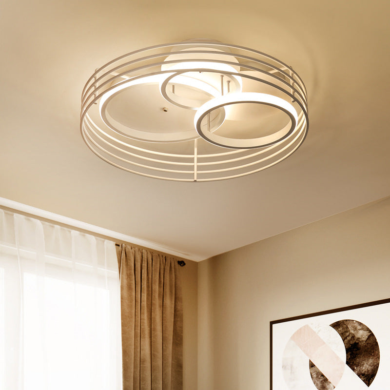 Contemporary Acrylic Flush Mount Ceiling Light With Overlapping Rings - 16’/19.5’ Wide Led