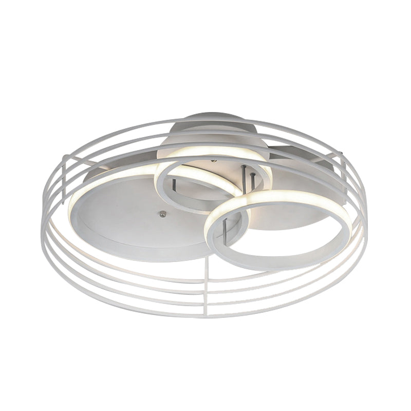 Contemporary Acrylic Flush Mount Ceiling Light With Overlapping Rings - 16’/19.5’ Wide Led