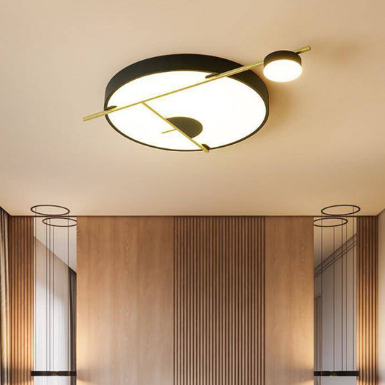 Modernist Led Flush Mount Ceiling Lamp Black/White - Gold Drum Fixture Acrylic Shade Warm/White