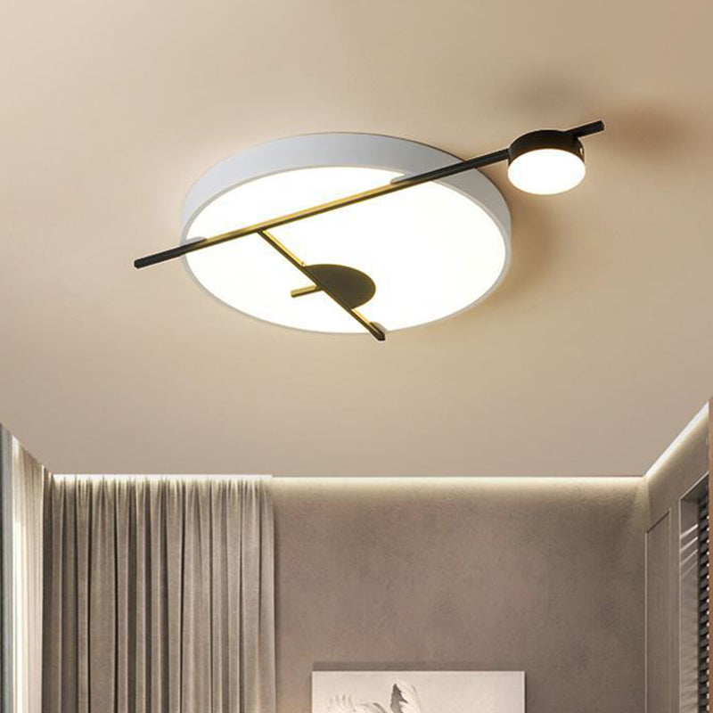 Modernist Led Flush Mount Ceiling Lamp Black/White - Gold Drum Fixture Acrylic Shade Warm/White