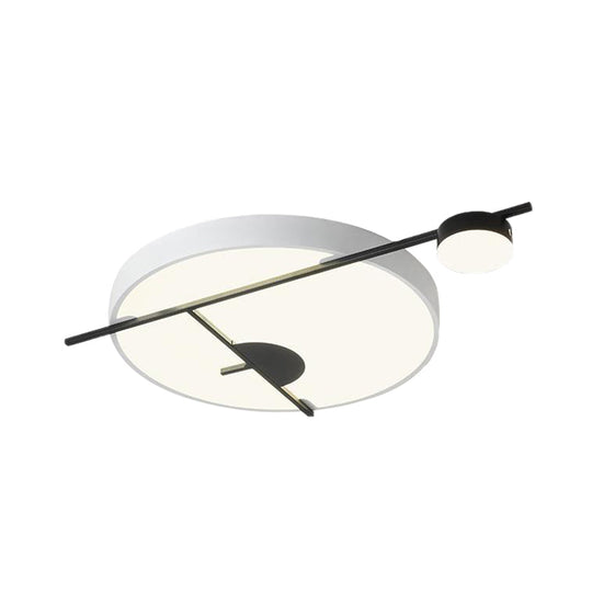 Modernist Led Flush Mount Ceiling Lamp Black/White - Gold Drum Fixture Acrylic Shade Warm/White
