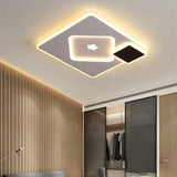 Modern Acrylic Led Flush Mount Light Fixture With Maple Leaf Pattern - 16’/19.5’ Wide Black/White