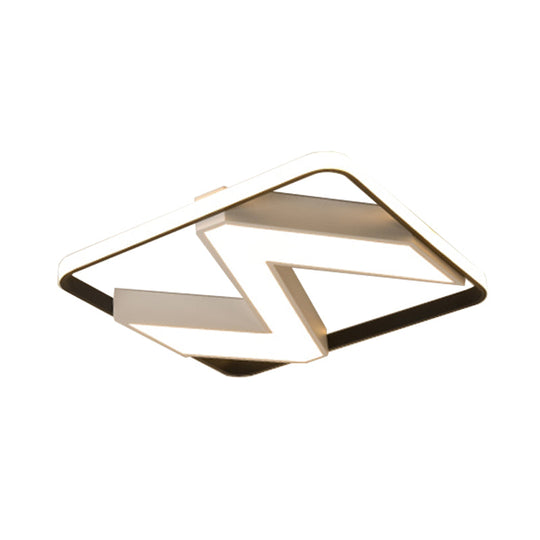 Modernist Black And White 18’’/21.5’’ Flush Mount With Metallic Wavy Design White/Warm Led Lighting