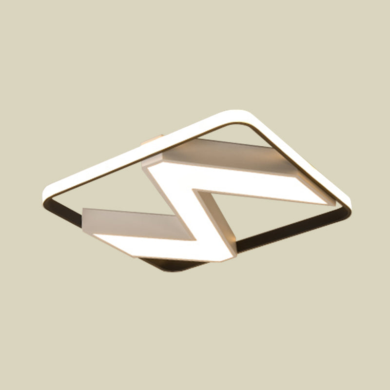 Modernist Black And White 18’’/21.5’’ Flush Mount With Metallic Wavy Design White/Warm Led Lighting