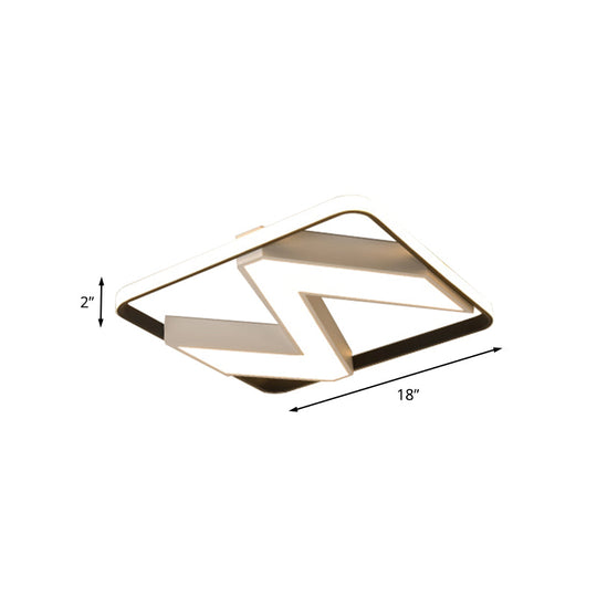 Modernist Black And White 18’’/21.5’’ Flush Mount With Metallic Wavy Design White/Warm Led Lighting