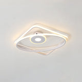 Led Geometric Flush Mount Ceiling Light Fixture In Contemporary White/Black With Acrylic Shade White