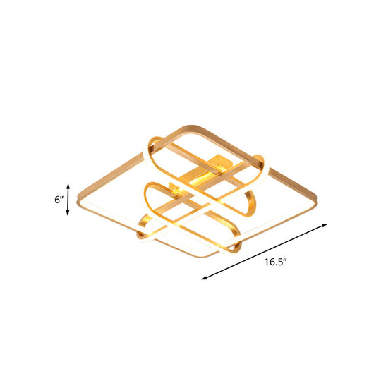 Contemporary Gold Led Acrylic Flush Mount Ceiling Light - 16.5’/20.5’ Wide