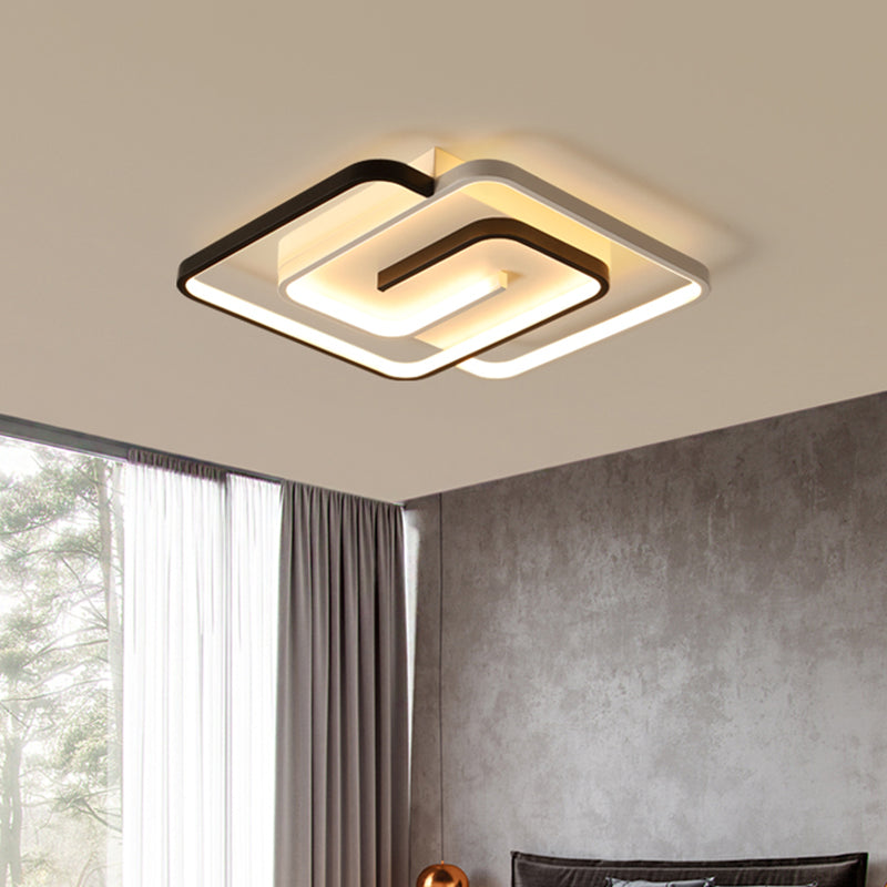 Modernist Black And White Led Flush Mount Ceiling Light For Bedroom 18/21.5 Wide Black-White / 18