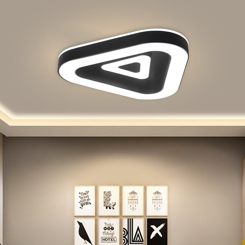 Contemporary Triangular Flush Mount Led Ceiling Light - 18’/21.5’ Wide Black/White Ideal For