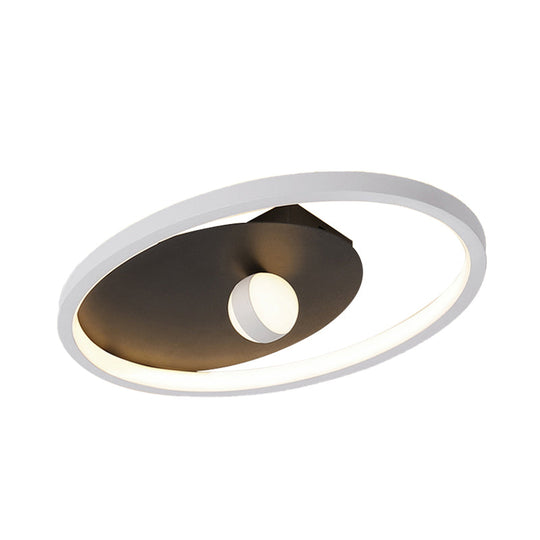 Contemporary Oval Flush Mount Ceiling Lamp With Led Acrylic Pendant Light And Ball Design In