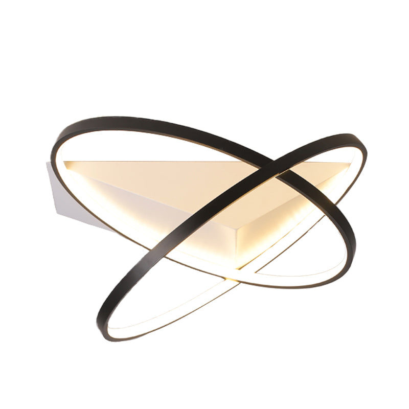 Modernist Dual Rings Led Flush Mount Ceiling Lamp In Black 16.5’/20.5’ W