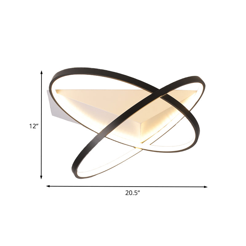 Modernist Dual Rings Led Flush Mount Ceiling Lamp In Black 16.5/20.5 W