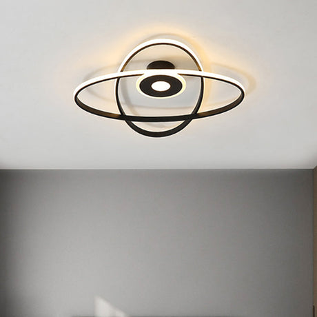 Contemporary Black/White Led Flush Mount Ceiling Light With Oval Frame Acrylic Shade - Warm/White