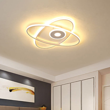 Contemporary Black/White Led Flush Mount Ceiling Light With Oval Frame Acrylic Shade - Warm/White