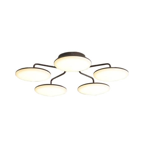 Modern Black Led Ceiling Mount Light With Curved Acrylic Branches - Perfect For Bedrooms