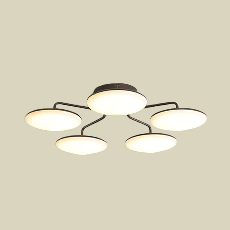 Modern Black Led Ceiling Mount Light With Curved Acrylic Branches - Perfect For Bedrooms