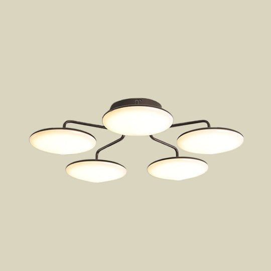 Modern Black Led Ceiling Mount Light With Curved Acrylic Branches - Perfect For Bedrooms