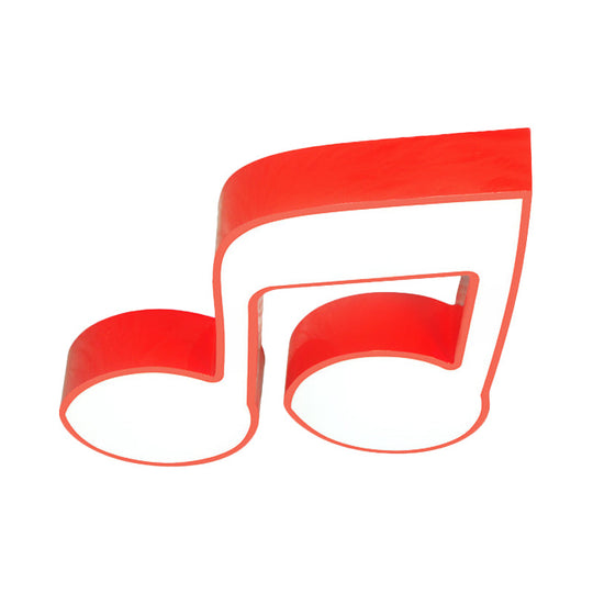 Musical Note Led Ceiling Lamp In Red/Green/Yellow For Kindergarten