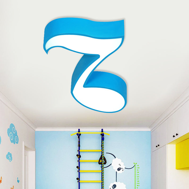 Musical Note Led Ceiling Lamp In Red/Green/Yellow For Kindergarten Blue