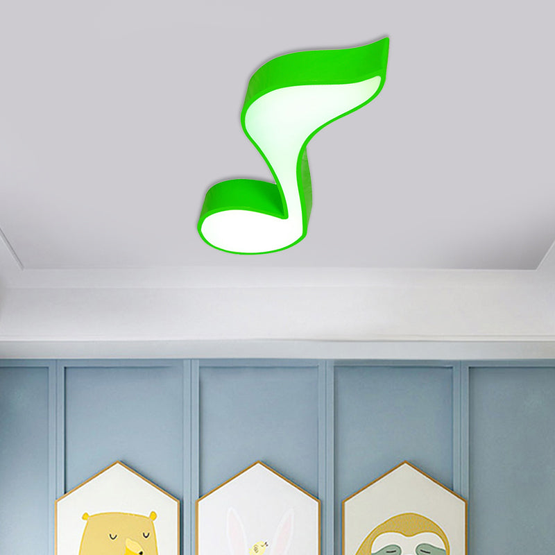 Musical Note Led Ceiling Lamp In Red/Green/Yellow For Kindergarten