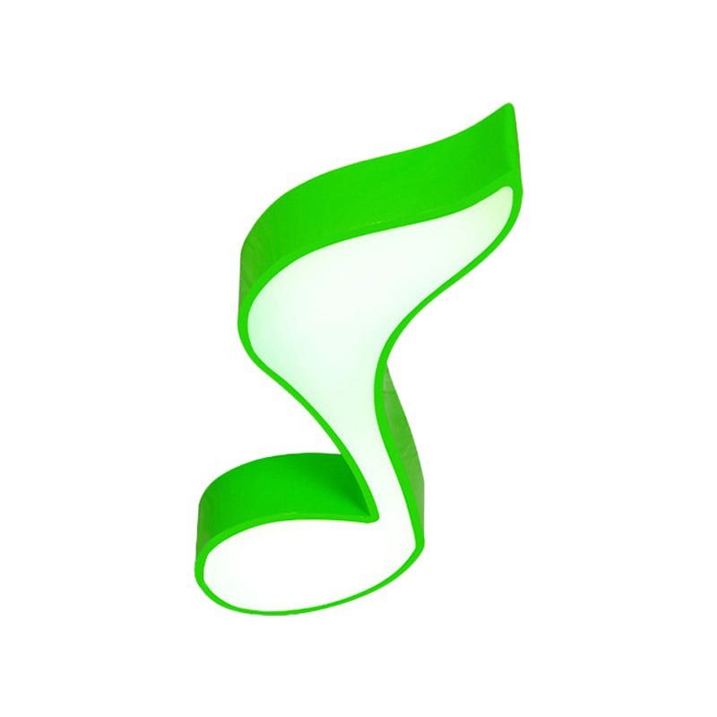 Musical Note Led Ceiling Lamp In Red/Green/Yellow For Kindergarten