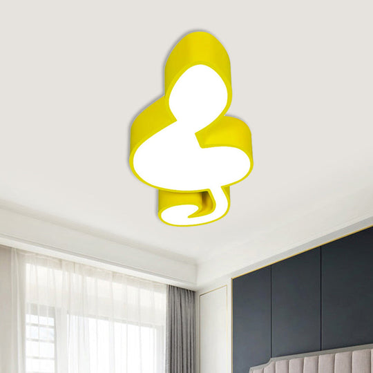 Musical Note Led Ceiling Lamp In Red/Green/Yellow For Kindergarten Yellow