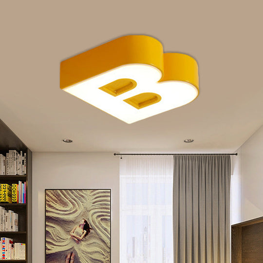 Kid’s Alphabet Led Flush Mount Light Fixture For Kindergarten - Green/Red/Blue Colors