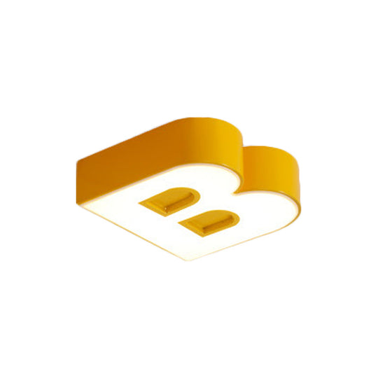 Kid’s Alphabet Led Flush Mount Light Fixture For Kindergarten - Green/Red/Blue Colors