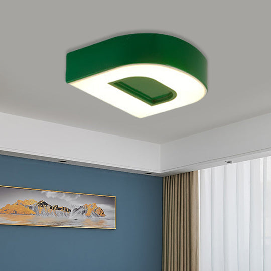 Kid’s Alphabet Led Flush Mount Light Fixture For Kindergarten - Green/Red/Blue Colors