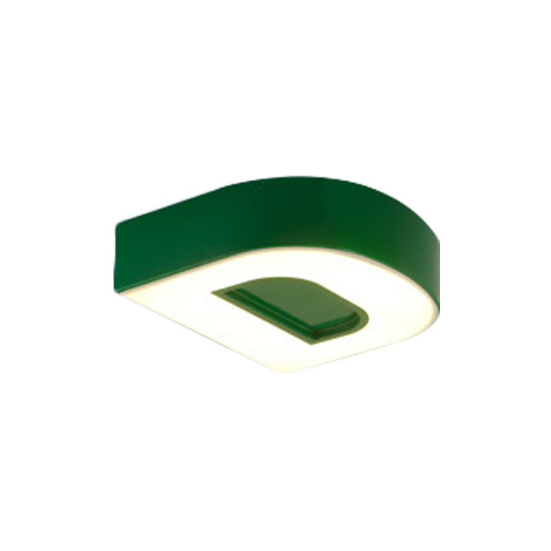 Kids Alphabet Led Flush Mount Light Fixture For Kindergarten - Green/Red/Blue Colors