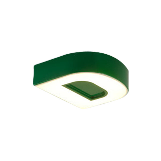 Kids Alphabet Led Flush Mount Light Fixture For Kindergarten - Green/Red/Blue Colors