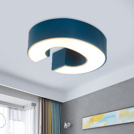 Kids Alphabet Led Flush Mount Light Fixture For Kindergarten - Green/Red/Blue Colors Blue
