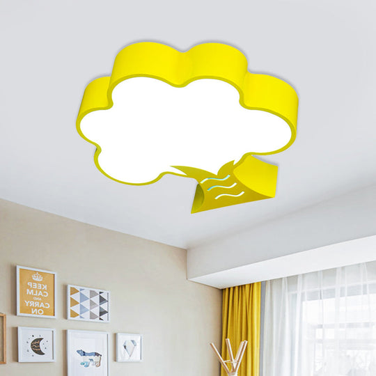 Kids’ Acrylic Led Flush Light For Nursery - Tree Flushmount Ceiling Fixture In Yellow/Red/Blue