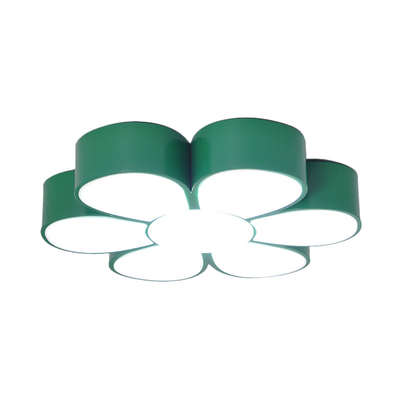 Flower - Shaped Kids Flush Ceiling Light Fixture In Vibrant Yellow/Green/Red With Acrylic Shade