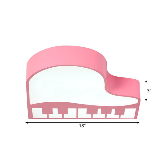 Modernist Piano Flush Pendant Light - Acrylic Led Ceiling Lamp In Pink For Kindergarten