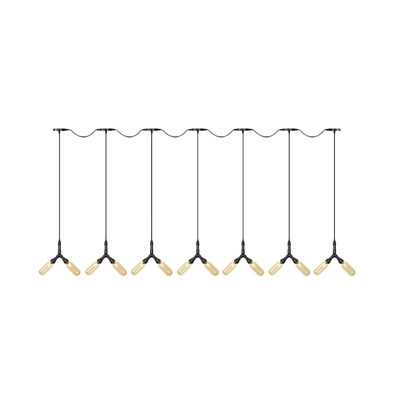 6/10/14 Bulbs Pendant Lamp Industrial Restaurant Ceiling Light With Capsule Colored Glass Shade In