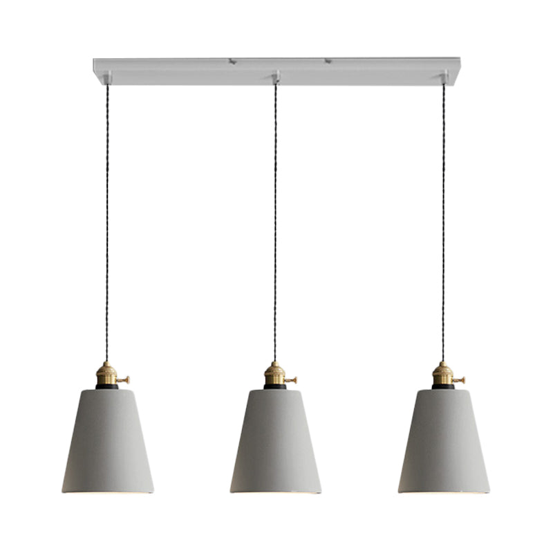 Vintage 3-Light Pendant Lamp Kit With Multiple Cement Shades In Grey - Restaurant Lighting