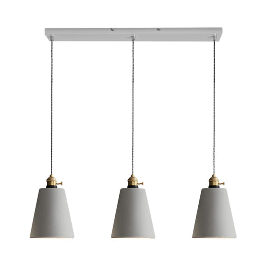 Vintage 3-Light Pendant Lamp Kit With Multiple Cement Shades In Grey - Restaurant Lighting