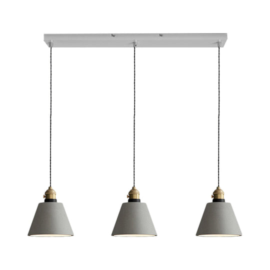 Vintage 3-Light Pendant Lamp Kit With Multiple Cement Shades In Grey - Restaurant Lighting