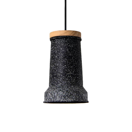 Industrial Cement Pendant Lamp - Black/Grey/White Cylinder Hanging Light For Restaurants (1-Head)