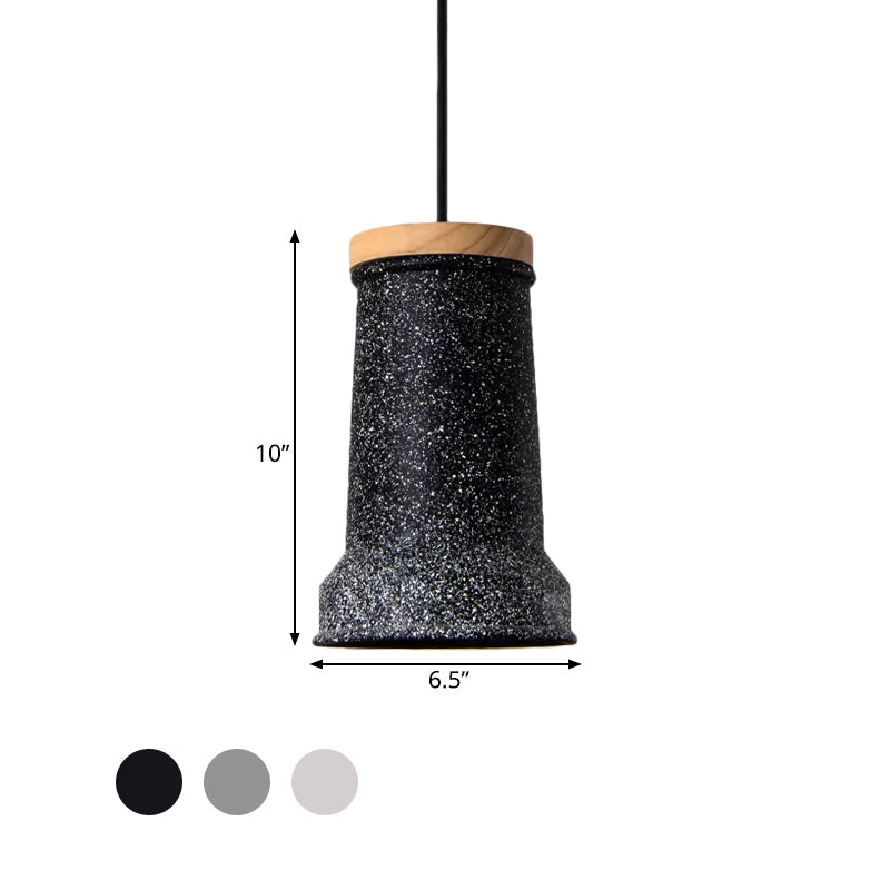 Industrial Cement Pendant Lamp - Black/Grey/White Cylinder Hanging Light For Restaurants (1-Head)