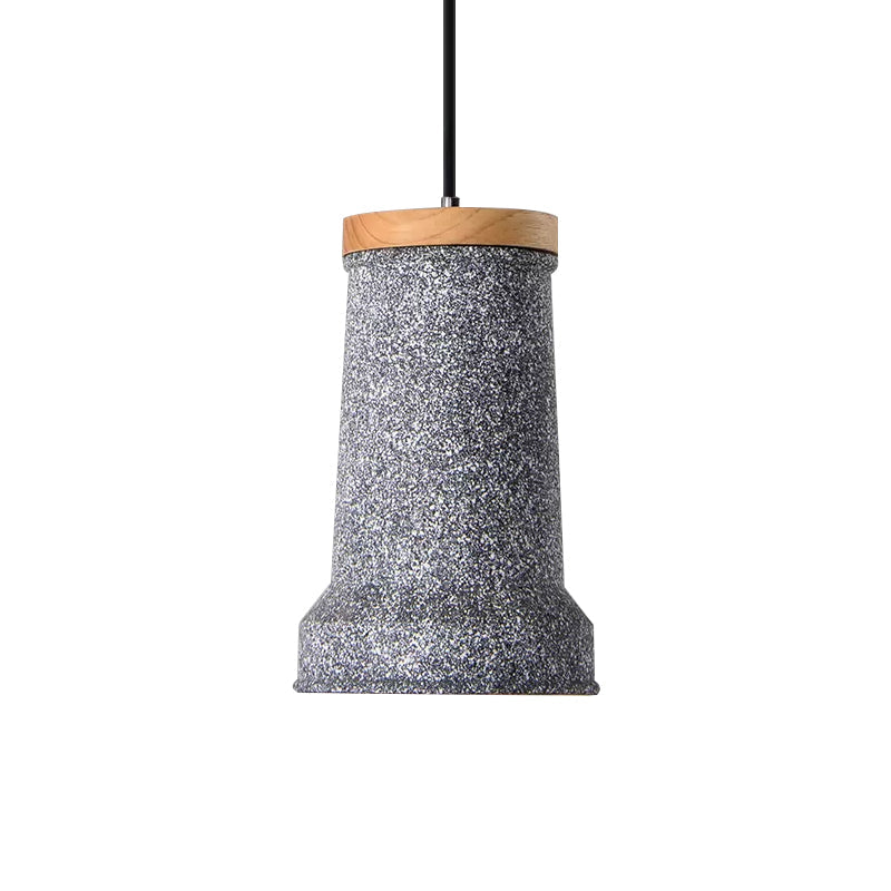 Industrial Cement Pendant Lamp - Black/Grey/White Cylinder Hanging Light For Restaurants (1-Head)