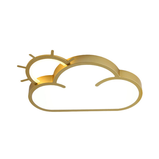 Minimalist Led Acrylic Cloud Flush Mount Lamp In Gold For Bedroom Ceiling