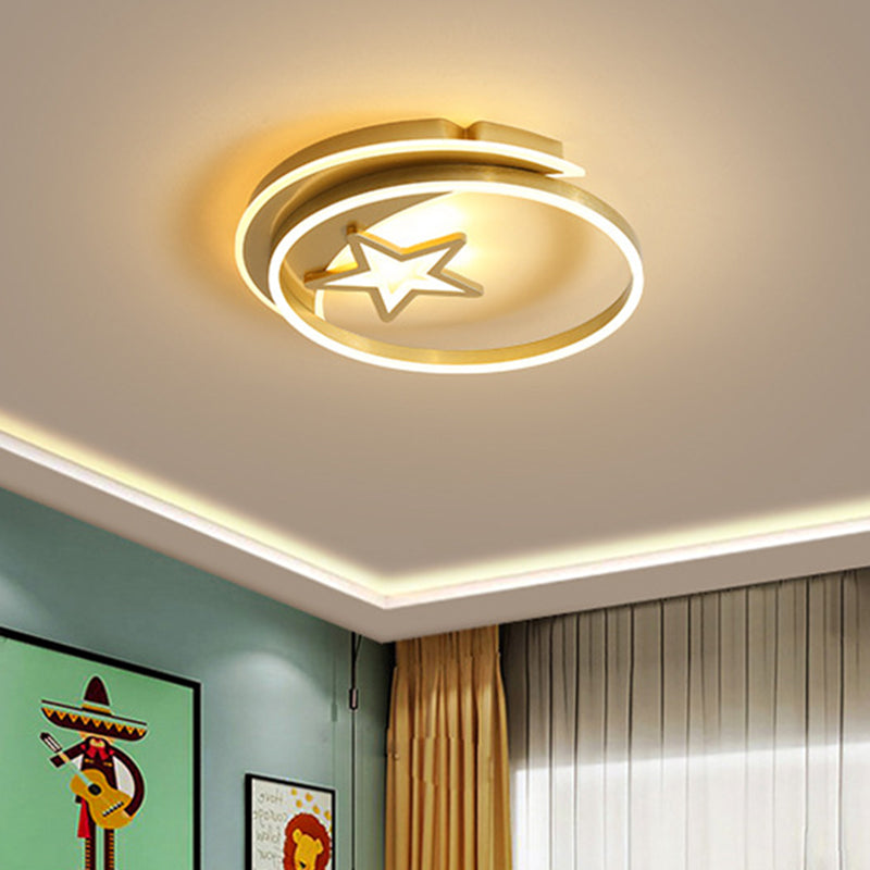 Nordic Style Led Flushmount Ceiling Lamp In Gold/Coffee - Perfect For Bedrooms