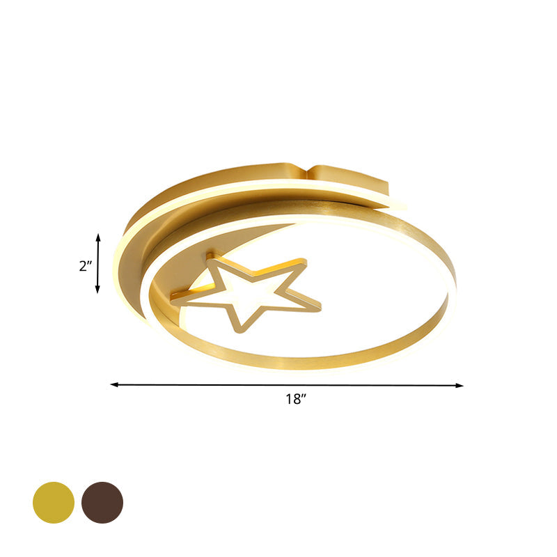 Nordic Style Led Flushmount Ceiling Lamp In Gold/Coffee - Perfect For Bedrooms